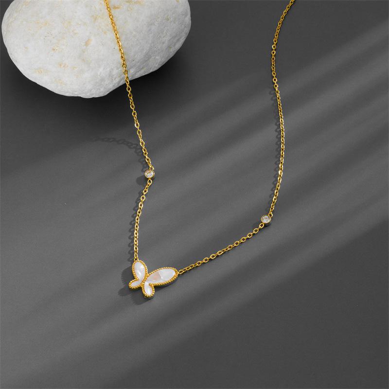 18K Gold-Plated Irregular Butterfly Diamond Necklace, Non-Fading, European & American Style Niche Design.