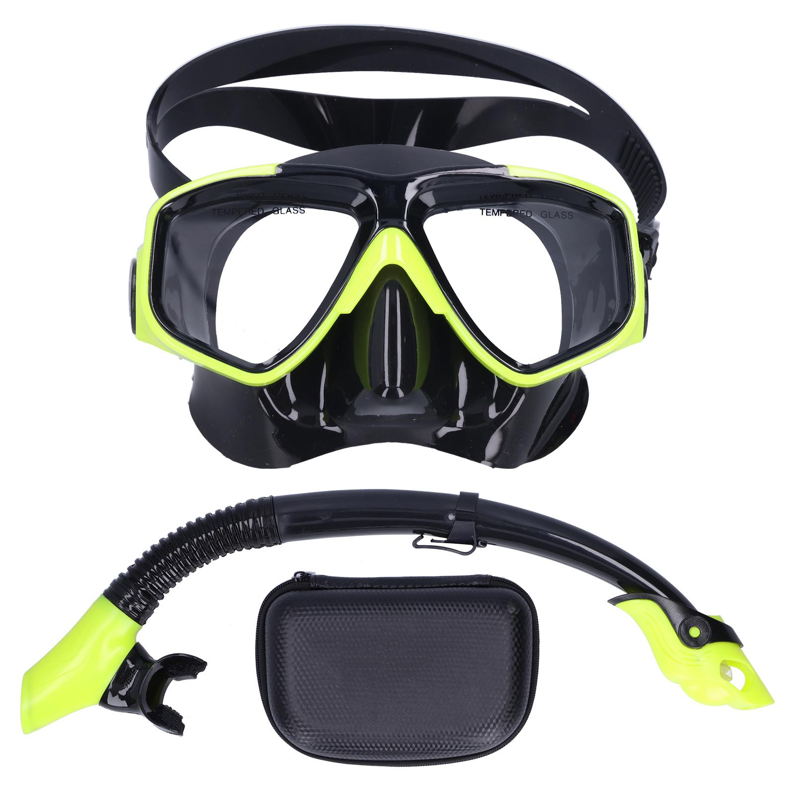 Snorkeling AntiFog Goggles Set Diving Glasses with Full Dry Snorkel for Kids Adults Yellow