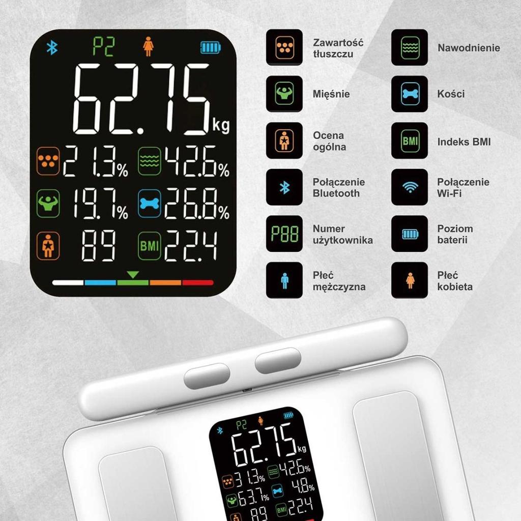 Analityczna waga łazienkowa smart ios android klausberg kb-7857