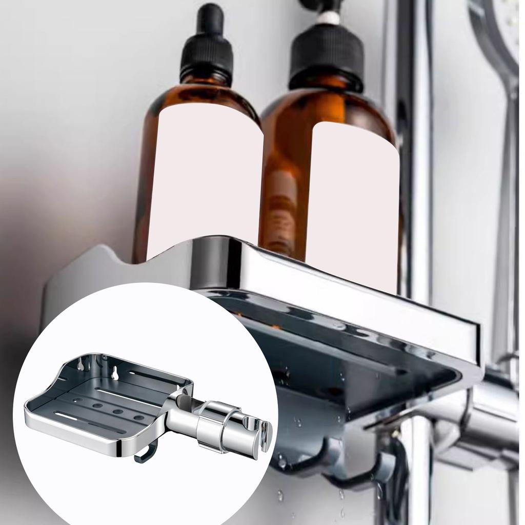 Adjustable Rail Shower Head Holder Shower Soap Tray Shower Rail Soap Holder Handheld Shower Bracket Sprayer Holder