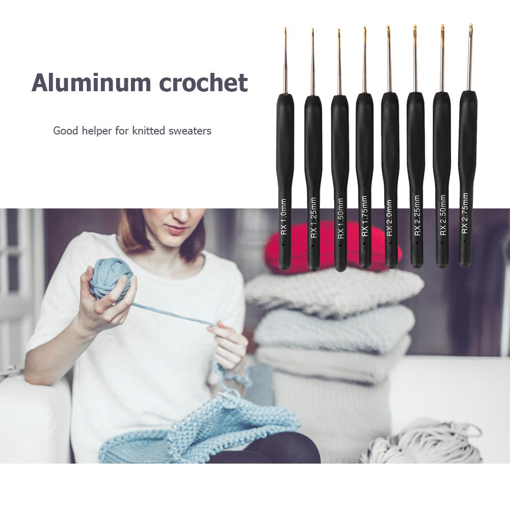 8/9pcs Crochet Hooks Kit 0.5mm-6.0mm DIY Weave Craft Hand Sewing Tools Yarn Knitting Needles Set for Sweater Ergonomic