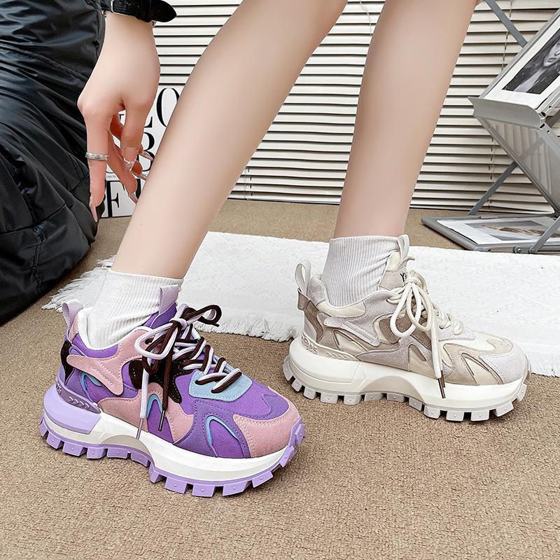 Qiao Feifei 2025 New Thick-soled Forrest Gump Shoes Women's Versatile Internet Celebrity Explosion Lightweight Non-slip Sports Dad Shoes Women