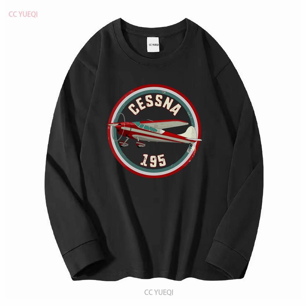 Cessna 195 Airplane T Shirt long or short sleeves vintage Washed fashion graphic Versatile Casual Top For Everyday Wear