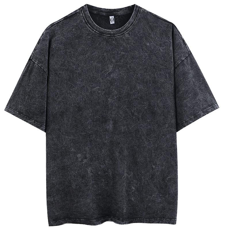 Men's Distressed Washed T-Shirt With Spider Print Retro Pure Cotton Short Sleeve Comfortable And Breathable Training Top