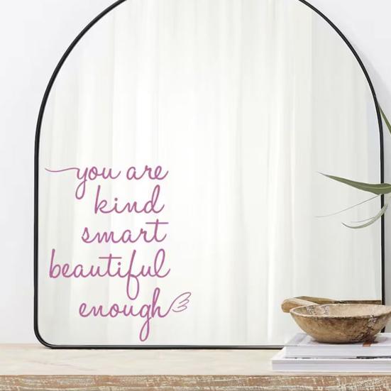 Removable Glass Decor for Home Inspirational Quote Decals Mirror, Motivational Saying Affirmation Stickers, Waterproof Wall Art Mirror Static Sticker