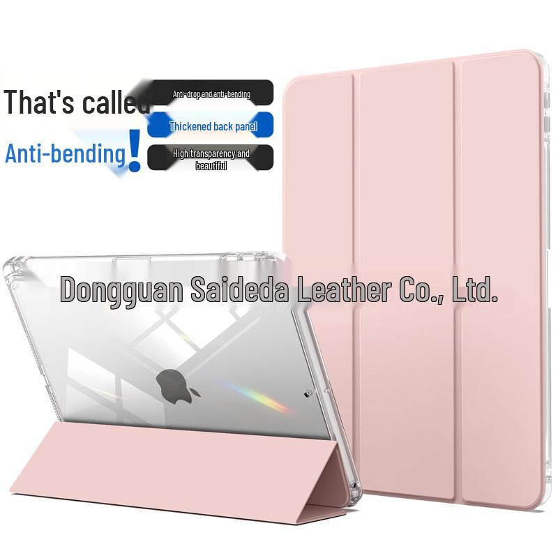 iPad 10.2" Leather Case with Pen Slot & Transparent Acrylic Back