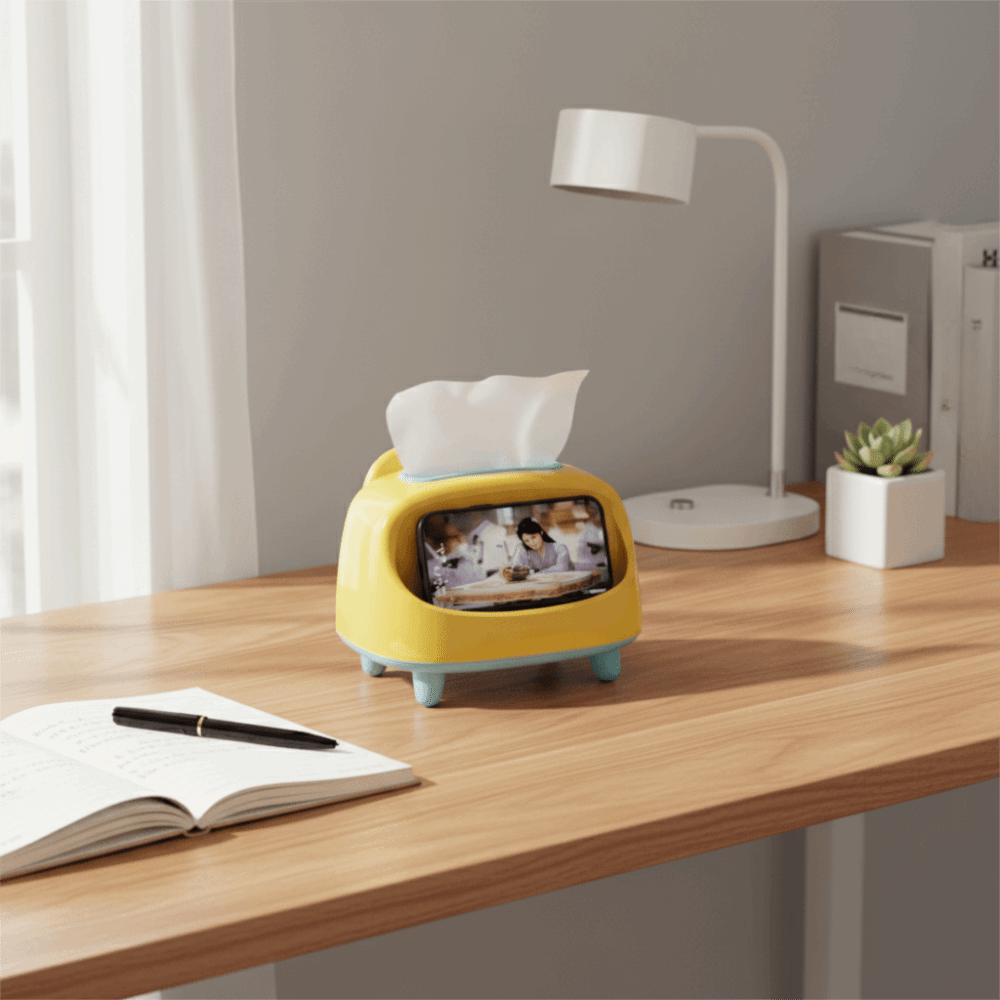 Plastic Desktop Tissue Box Multi-functional Phone Stand Holder Simple Napkin Dispenser  Office