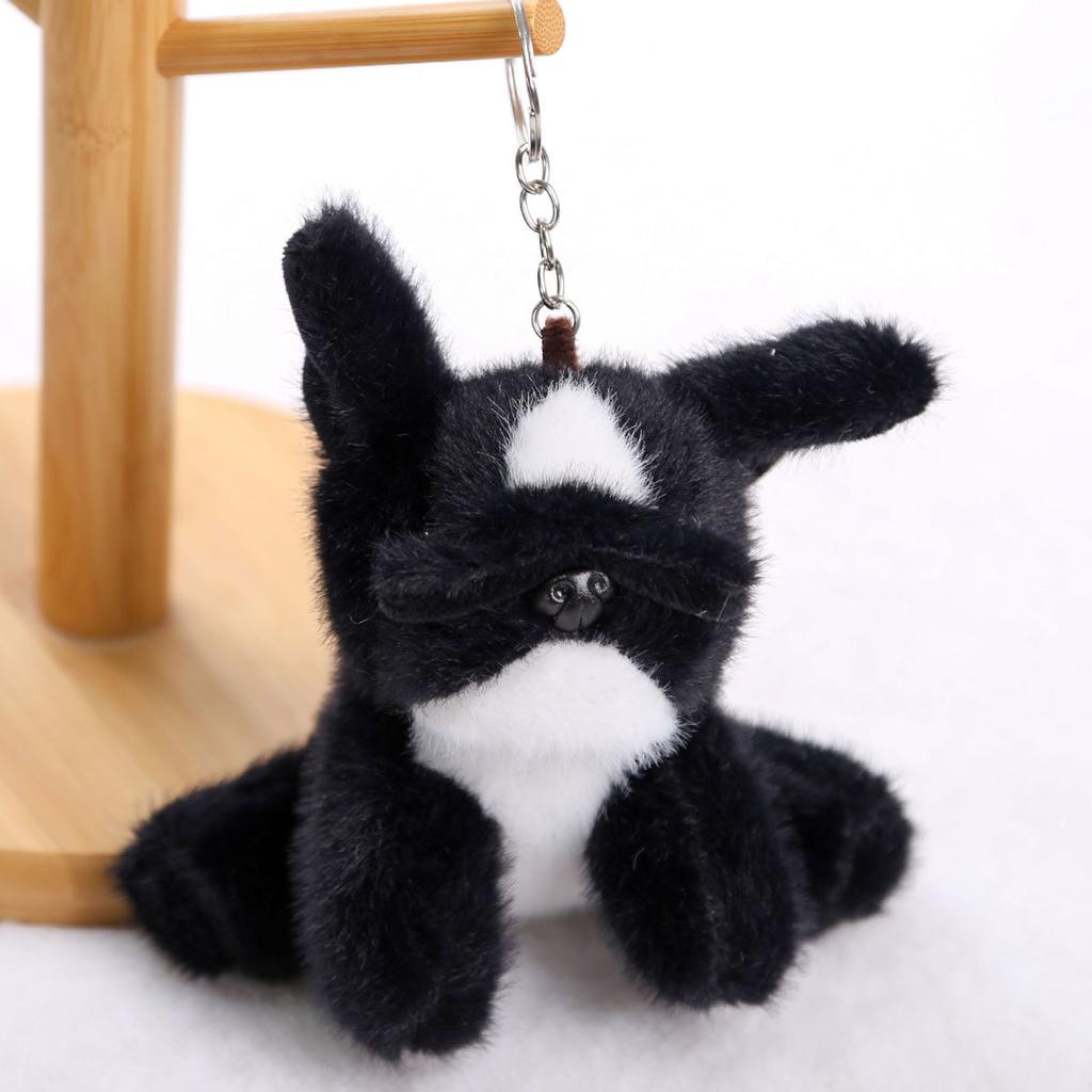 Cute Sitting Puppy Plush Keychain Realistic Dog Doll Backpack Charm Soft Stuffed Animal Birthday Gift For Kids