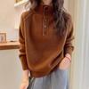 ZOSOUL Half-High Collar Button Knit Sweater