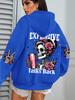 Parla Costoso Stampa Divertente Felpa con Cappuccio da Donna Pullover Larghi Multicolore Pile Autunno Abbigliamento Sportivo Casual con Tasca