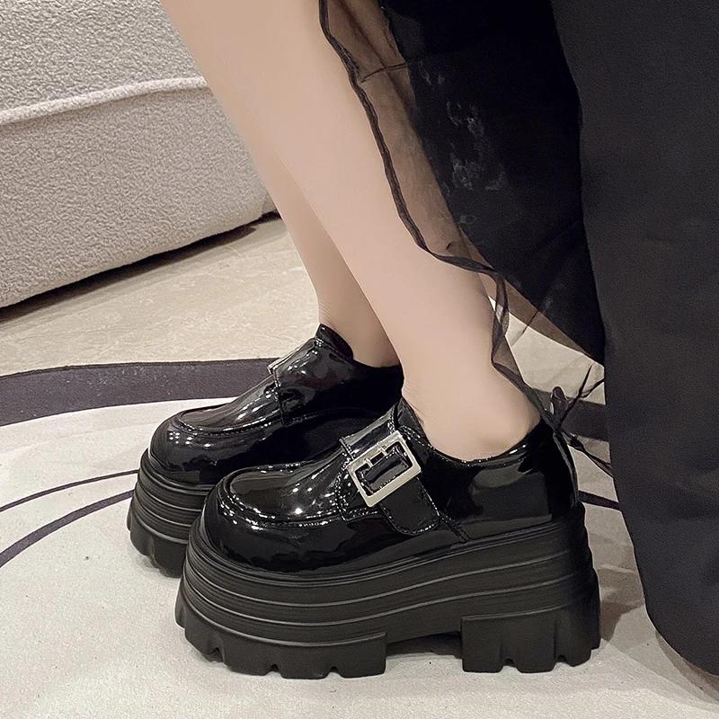 9CM Heels Chunky Sneakers  Spring Women Shoes Comfortable Casual Leather Shoes  Platform Sports Sneakers