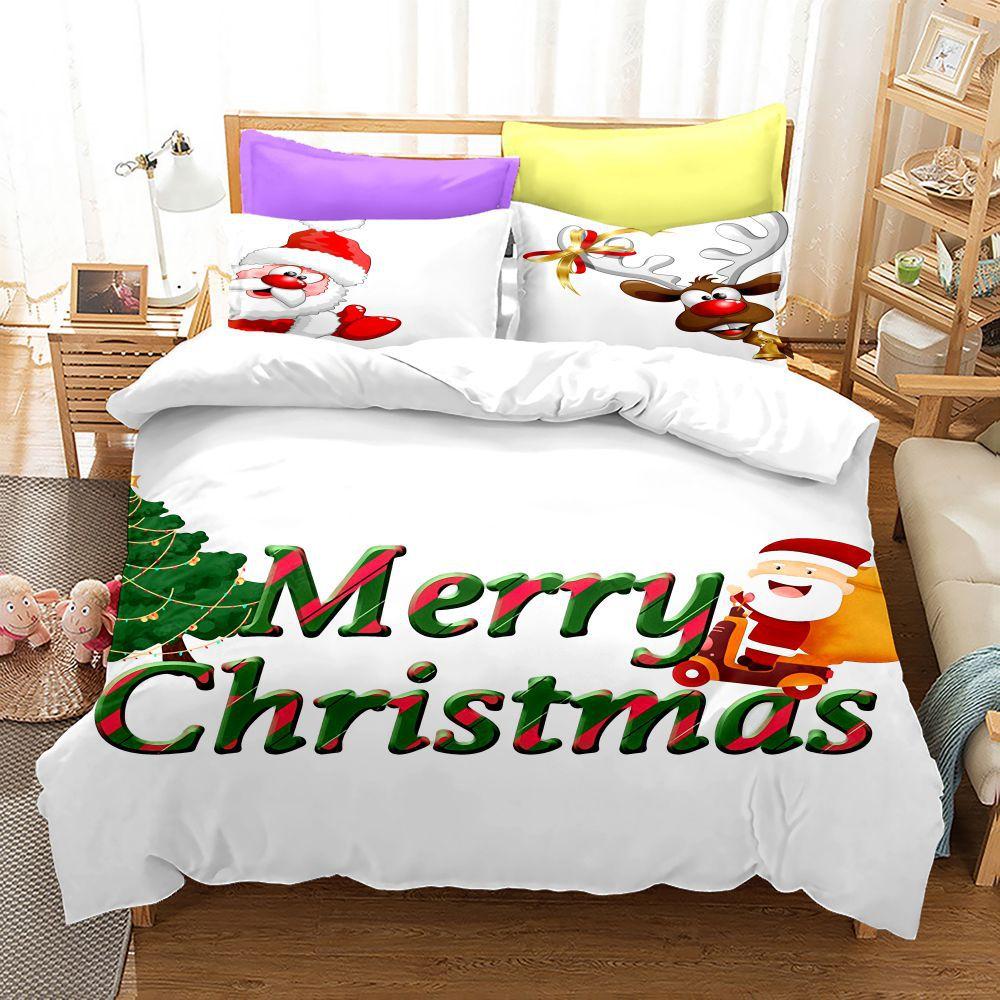 3D Happy New Year Bedding Set Christmas Duvet Cover 2/3 Pieces DE200 * 220 Christmas Atmosphere Decoration Luxury Home Textile Holiday Gift