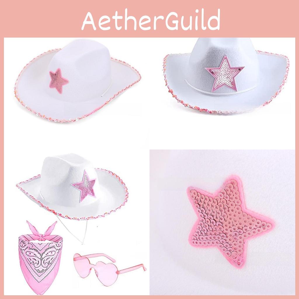 Kostium Kowbojski z Pięcioramiennym Szpiczastym Kapeluszem Wzór Jedwabnej Apaszki Imprezy Uroczystości