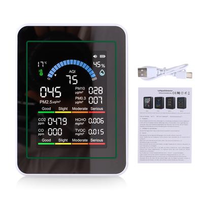 10 In 1 HCHO Meter, Portable Temperature and Humidity Meter with Color Screen for Home, Office, Vehicle, Detect PM0.3
