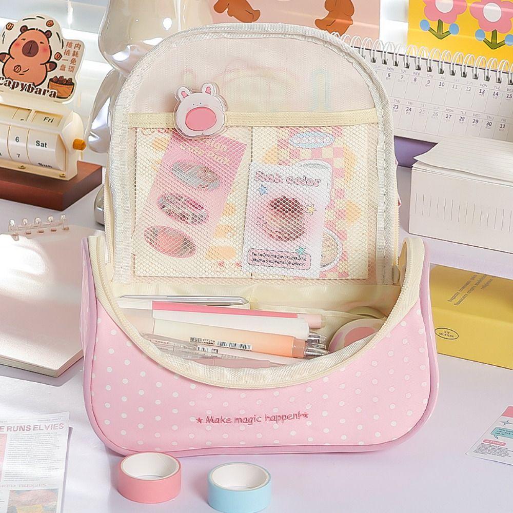 Portable Dopamine Color Pencil Case Multi-functional Large-capacity Pen Bag Stationery Pouch School Supplies