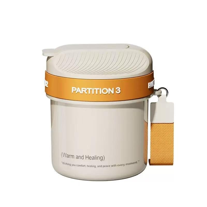 4Grids Rotating Partition Portable Pill Box With Lanyard,Large Capacity Privacy Case For Outdoor Business Trip Daily Supplement