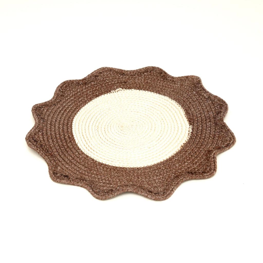 Brown Polyester Braided Placemat -Durable Round Table Mat for Dining