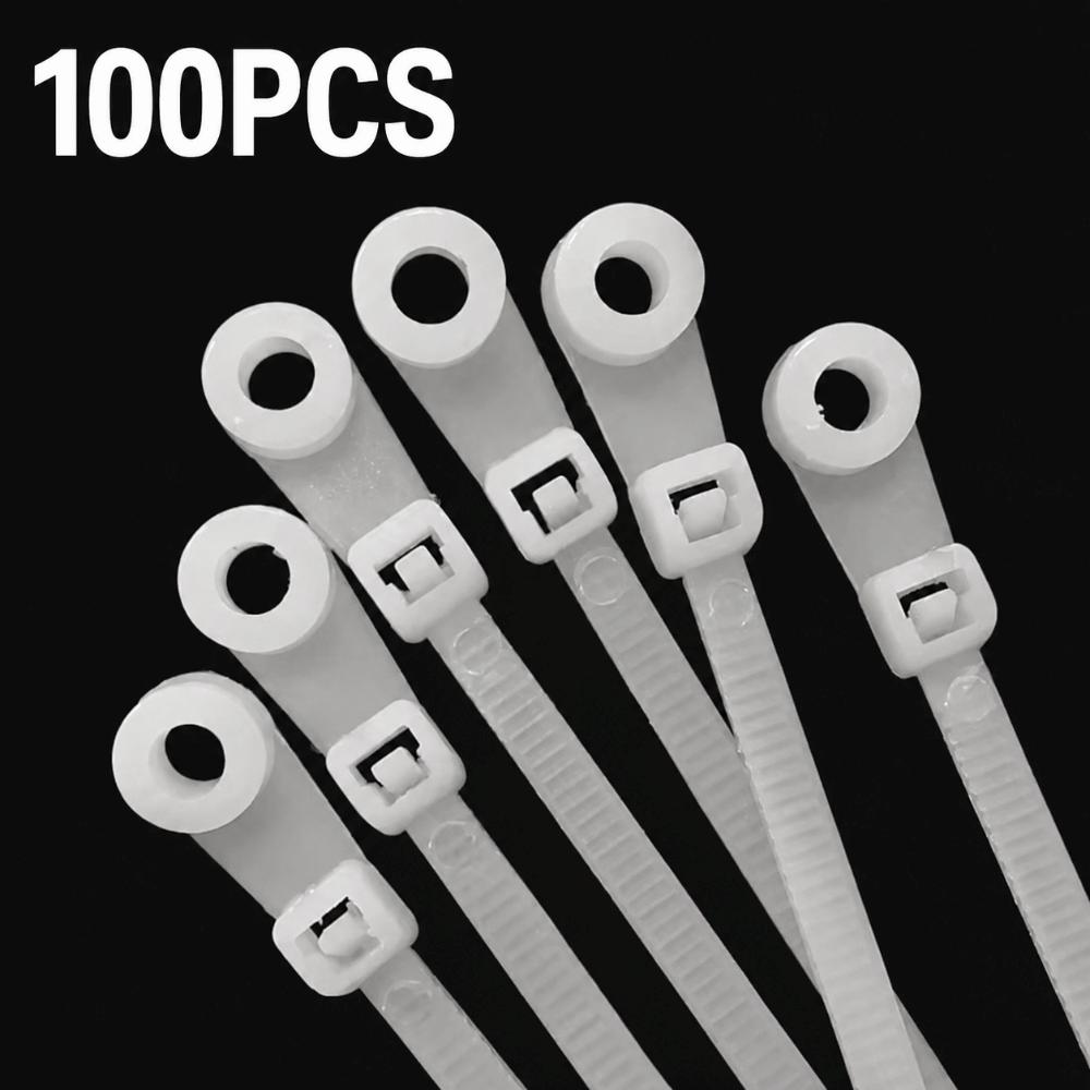 100Pcs Nylon Cable Tie Gear Screw Fix Hole Multi Wire Wrap Wire Sort Accessory Hard Plastic Shell Self Lock Buckle