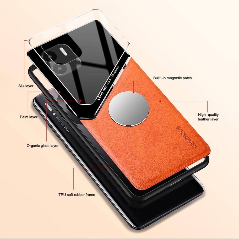 For Xiaomi Redmi A1 4G/A2 4G Magnetic Car Mount Phone Case PU Leather Coated TPU+PC Cover