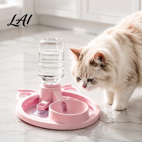 Indoor Cat Water Station Automatic Dispenser Bottle Adapter Pet Dispenser with Suction Cups Hydration System Non-Slip Portable Drinking for