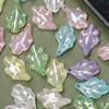 DIY Bracelet Accessories 10Pcs Acrylic Imitation Glaze Pendant Leaves Beads Jewelry Making UV Plated Color Creative
