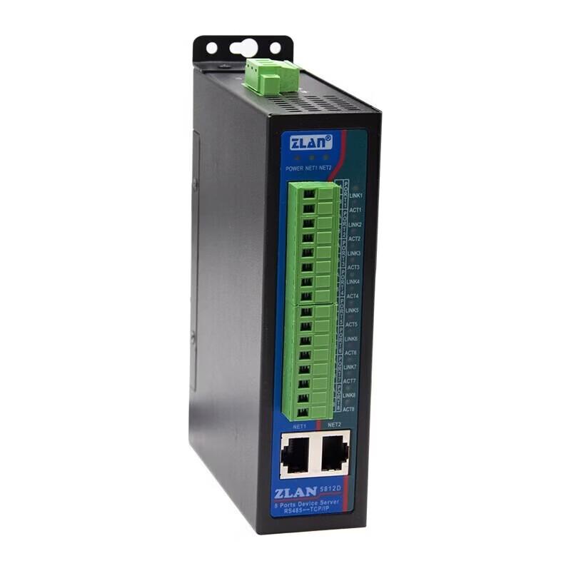 ZLAN DIN Rail 8-Port RS485 To Ethernet Serial Server