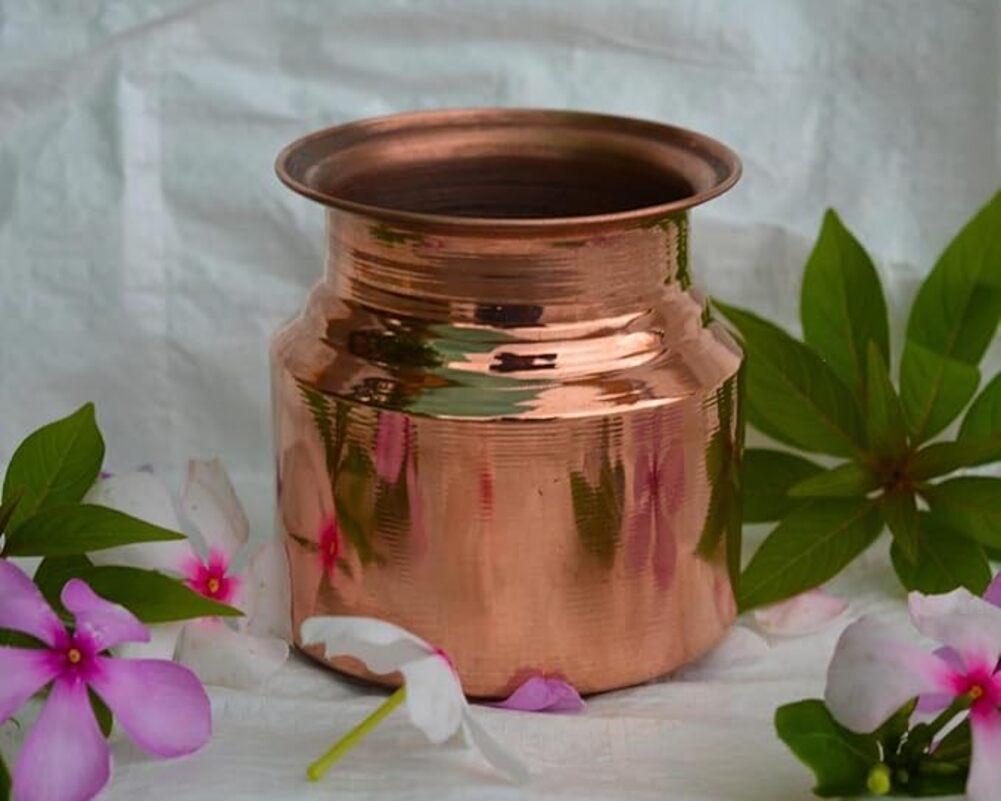 Nirmal Ganga Pure Copper Kalash Lota Set 250ML – Traditional Puja Copperware Pack of 3