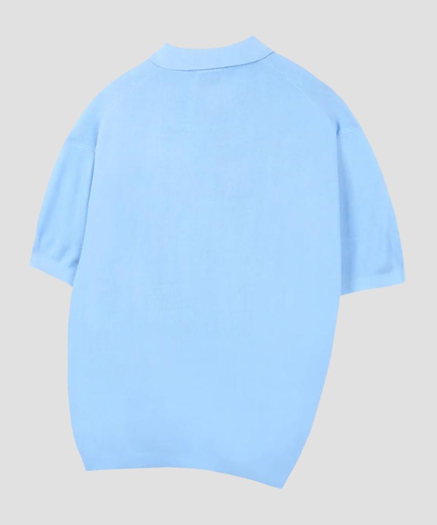 AGOD Plain Collar Half Knit [Sky Blue]
