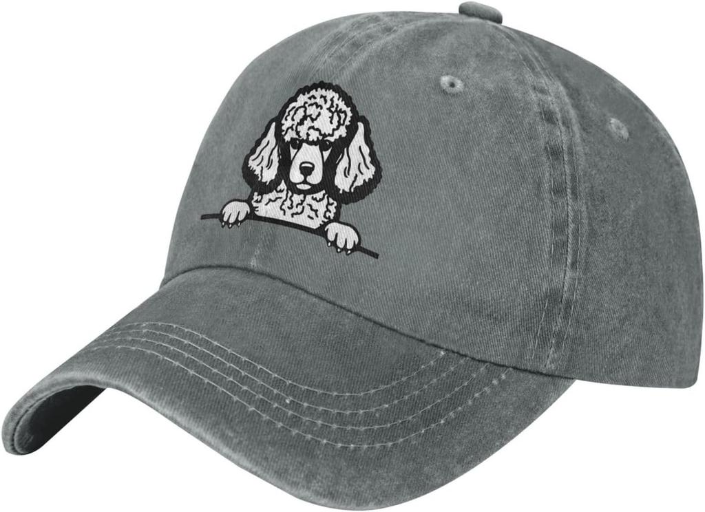 Poodle Peeking Dog Print Washed Cotton Baseball Cap Casual Adjustable Adult Hat