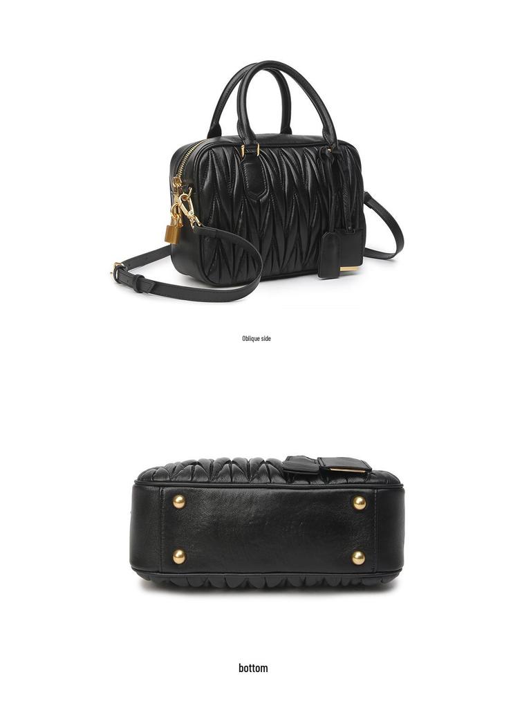 Hochwertige Damen-Lammleder Bowling Schulter-/Crossbody-Tasche