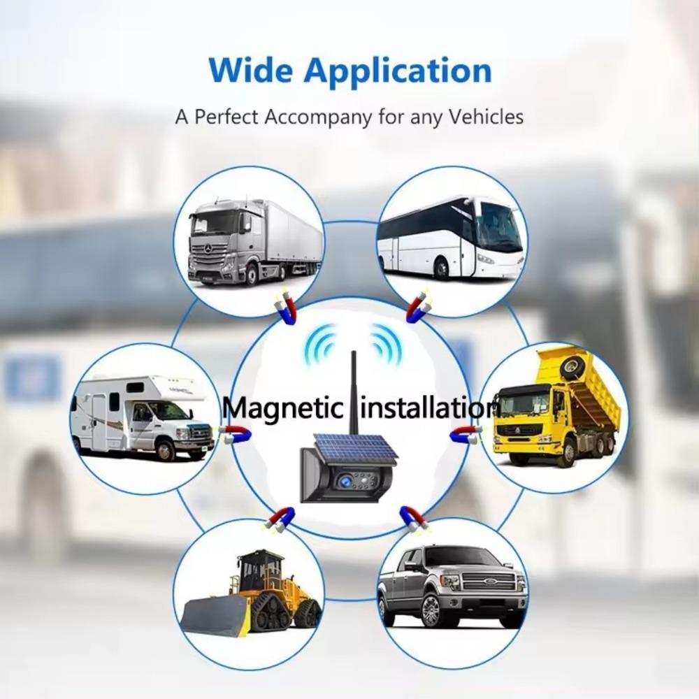 Digital Wireless 7" DVR quad monitor loop video recording solar magnetic reverse backup cameras for Caravan