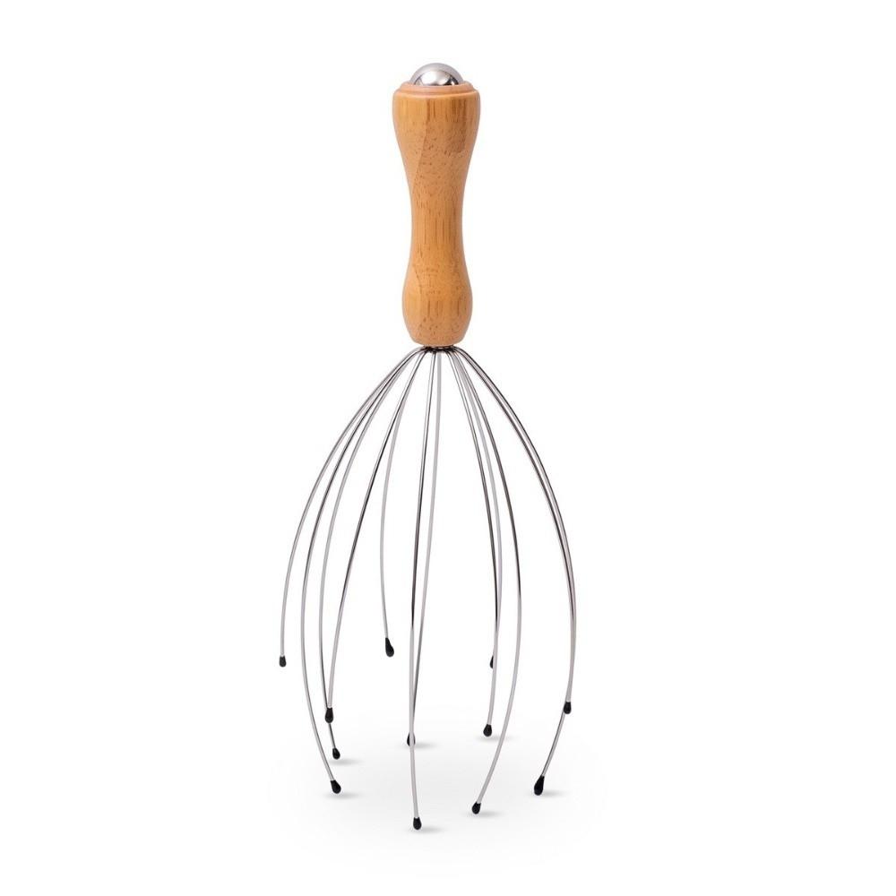 Round Tip Scalp Massager Wood Handle Scalp Relax Tool Portable Head Massager Home Stress Relief