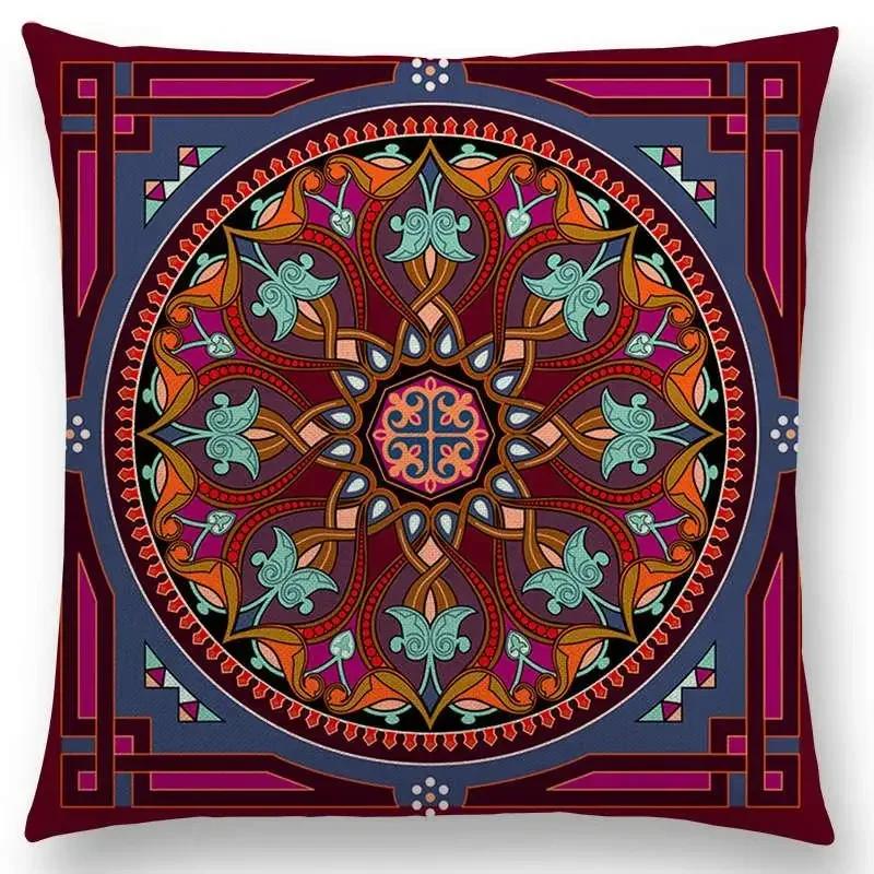 Hot Sale Bestselling African Animal Symbol Block Bohemian Geometric Floral Design Paisley Carnival Mandela Sofa Cushion 45*45cm