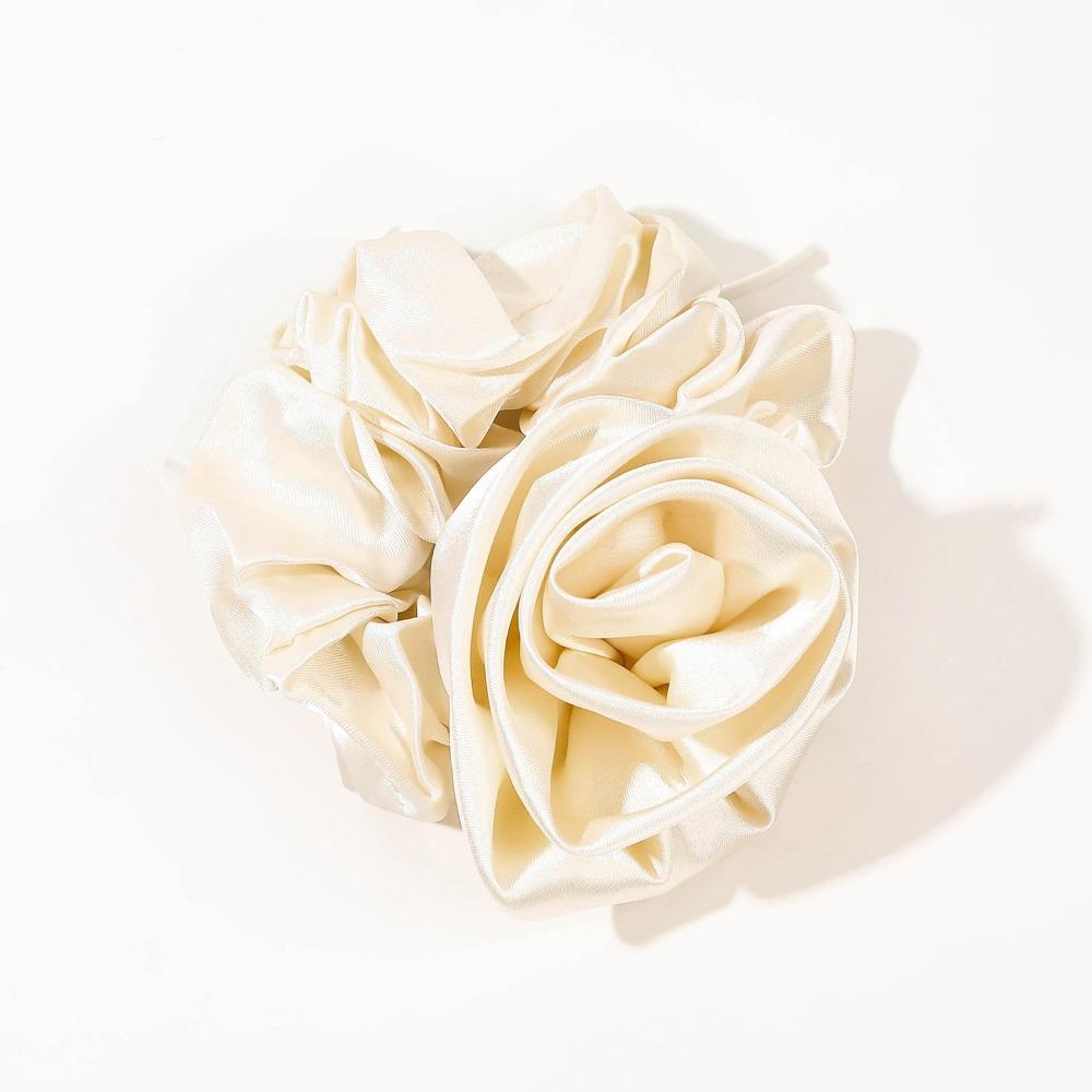 Flower Design Korean Hair Bands Satin Material Big Flower Scrunchies Satin Hair Rope  Korean Style