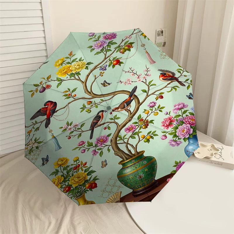 

1PC Floral Ornamentation Umbrella-8-Rib Reinforced Portable Folding Travel Suitable for All Seasons Outdoor Daily Use Is an Ideal Choice -K0360