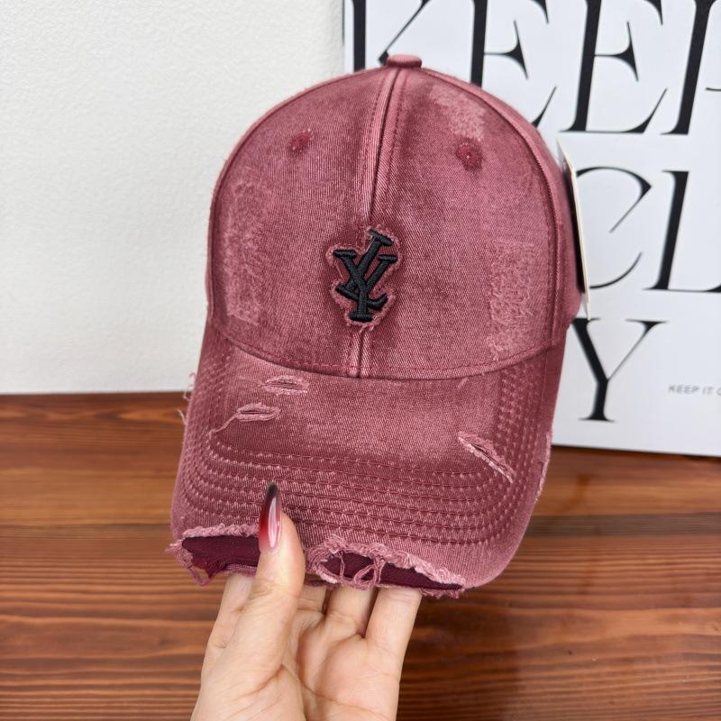 New ripped hard top letter baseball cap children wide brim big head circumference show face small versatile sun protection couple cap