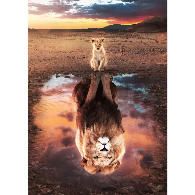 

Пастбищные животные, Король Лев, Отражение, плакаты, печать на холсте, настенное искусство для гостиной, поп-арт, украшение для дома 21cm×30cm NoFrame