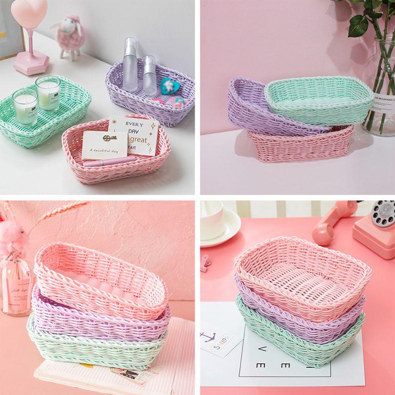 Pink Purple Desktop Sundries Jar Storage Basket Decorative Sweet Color Basket Photo Props Home Kitchen Storage Fruit Baskets