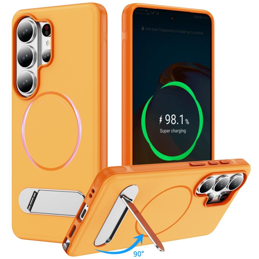 Frosted Magnetic Metal Holder Phone Case For Samsung S26 S25 Ultra S24 S26 S23 Plus S25 FE For Magsafe Wireless Charging Cover