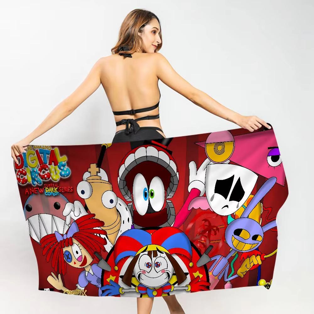 Popular Anime The Amazing Digital Circus Bath Towel Microfiber Soft Water Absorbing Breathable For Girl Kids Cartoon Beach Towel