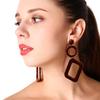 Fashion Korean version of versatile trendy girl earrings, geometric flannel square pendant, long stud earrings