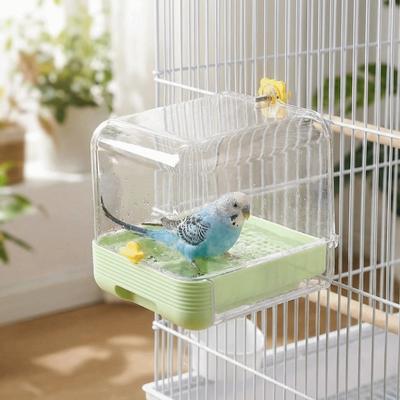 Space Saving Parakeet Bathtub Transparent Bird Cage Feeder  Bird Cage Accessories