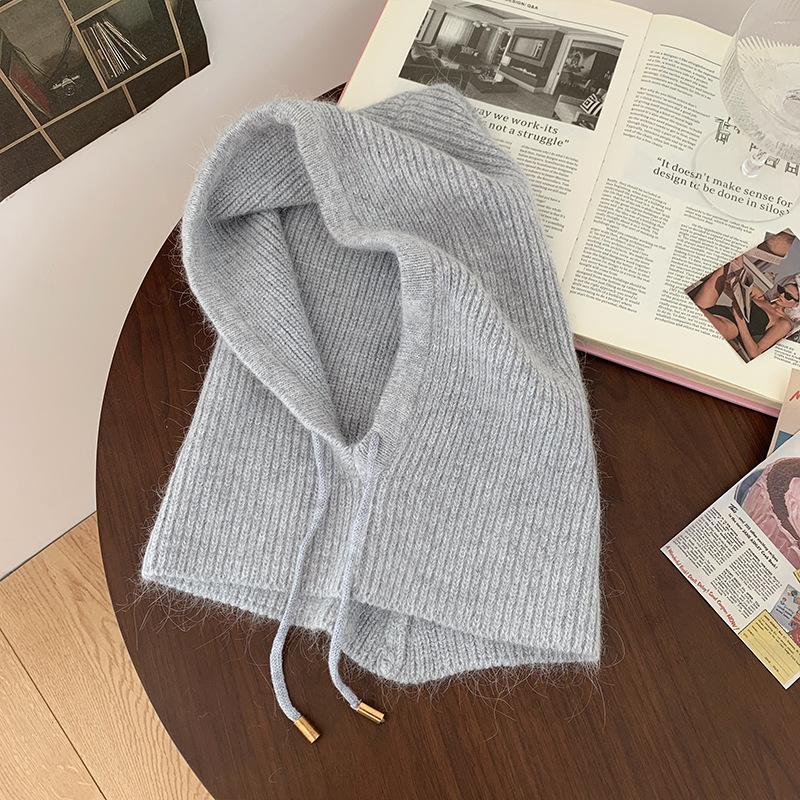 Sturmhaube Damen Herbst und Winter Kaninchenfell warm verdickt Schal integrierte Mütze Wolle Kopfbedeckung Kopfbedeckung Kopfbedeckung