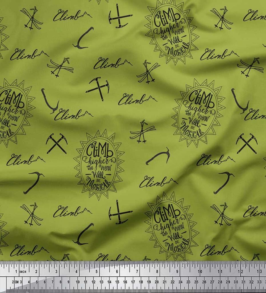 Soimoi Zelená japonská krepová saténová látka Kování a látka s potiskem textu na metr 42 palců