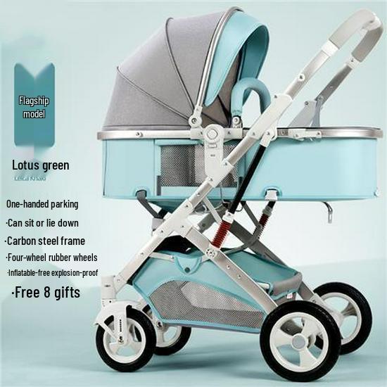 Convertible Lightweight Baby Stroller: Reclining, Foldable, High Landscape, Shock-Absorbing, Two-Way Use for Newborns