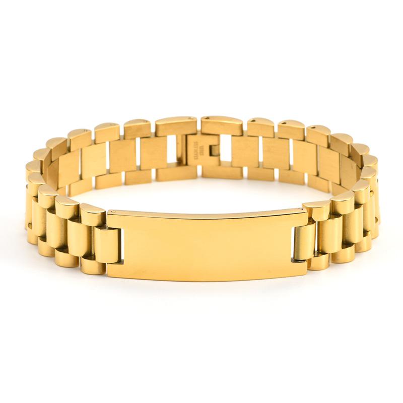 Curved Titanium Steel Men's Watch Strap - Adjustable Fashion Bracelet with Customizable Patterns