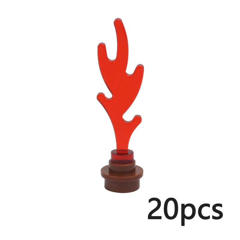 MOC Bonfire Bricks Accessories 37762 37775 Wave Candle Holder Flame Candlestick Model Educational Fire Toy Building Blocks Kids