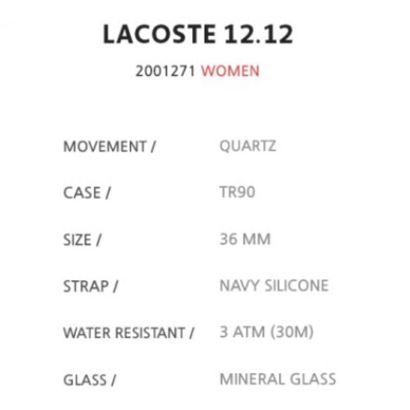 Lacoste Quartz Silicone Women S wriStwatch