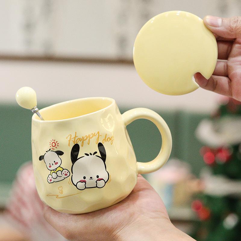 Cute Puppy Mug Gift Box Home Water Cup High-value Large Capacity Ceramic Cup with Cover Spoon