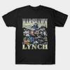 Tricou Negru cu Imprimeu pentru Bărbați Marshawn Lynch Retro Bootleg Imprimeu pe Hârtie de Transfer Fără Tăiere Tricou din Bumbac